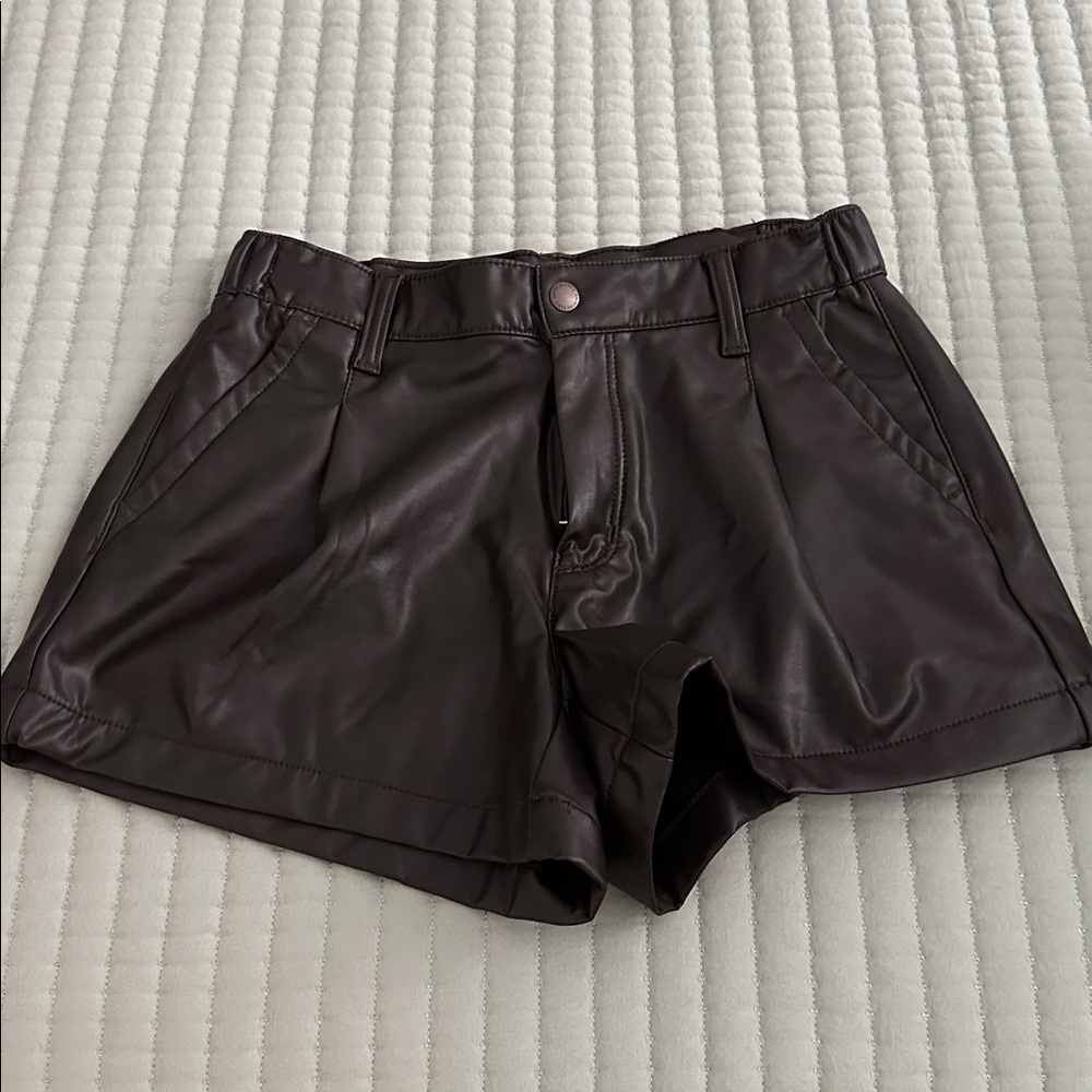 American Eagle Stretch Brown Faux Leather Shorts